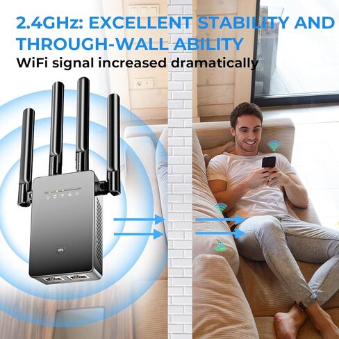 2025 Newest WiFi Extender Signal Booster The Longest Range up to 10000+sq. ft, Internet Booster for Home, Repeater Signal Amplifier, 1-Tap Setup, 5 Working Modes，6X Faster Access Point in Saudi Arabia