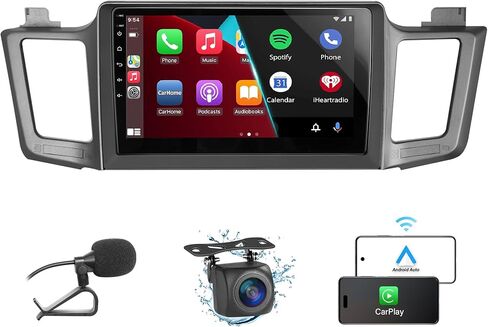 Car Stereo for Toyota RAV4 2013-2019 2GB+32GB Wireless Carplay and Android Auto 4G+WiFi GPS Navigation 10.1 Inch Touchscreen Head Unit with HD Backup Camera/Bluetooth/Miror Link/MIC/RDS/FM/SWC in Kuwait