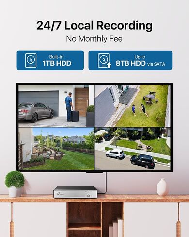 نظام كاميرا أمان، مسجل فيديو رقمي بدقة 1080 بكسل H.265+ مع محرك أقراص ثابتة سعة 1 تيرابايت، كاميرا مراقبة سلكية للكشف عن المركبات البشرية بتقنية الذكاء الاصطناعي، نظام أمان منزلي للأماكن الداخلية والخارجية، تطبيق كاميرا مراقبة فيديو IP66 عن بعد in Kuwait