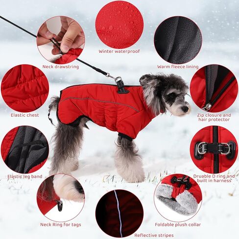Gyuzh Dog Coat with Harness Dog Coat Winter Waterproof Dog Jacket Dog Winter Coats Jackets with Reflective Harness Built in for Small Medium Large Dogs in Saudi Arabia