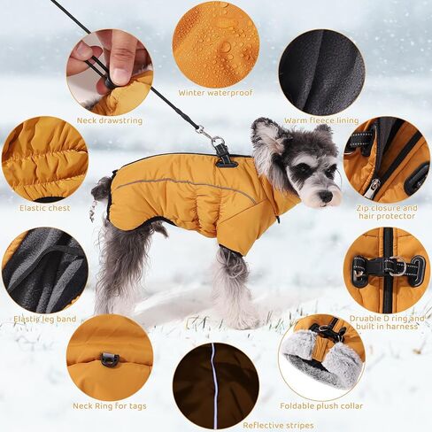 Gyuzh Dog Coat with Harness Dog Coat Winter Waterproof Dog Jacket Dog Winter Coats Jackets with Reflective Harness Built in for Small Medium Large Dogs in Saudi Arabia