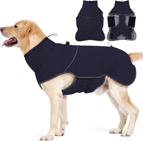 Dotoner Dog Jackets-Warm Dog Coat Reflective Dog Fleece Vest Waterproof Dog Jacket Windproof Dog Winter Coat Dog Cold Weather Coats Dog Jackets for Large Dogs(XXXL,Blue) in Kuwait