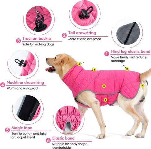 Dotoner Dog Jackets-Warm Dog Coat Reflective Dog Fleece Vest Waterproof Dog Jacket Windproof Dog Winter Coat Dog Cold Weather Coats Dog Jackets for Large Dogs(XXXL,Blue) in Kuwait