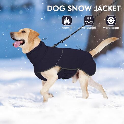 Dotoner Dog Jackets-Warm Dog Coat Reflective Dog Fleece Vest Waterproof Dog Jacket Windproof Dog Winter Coat Dog Cold Weather Coats Dog Jackets for Large Dogs(XXXL,Blue) in Kuwait