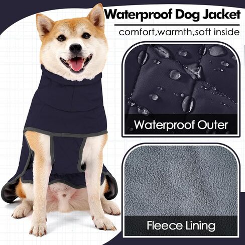 Dotoner Dog Jackets-Warm Dog Coat Reflective Dog Fleece Vest Waterproof Dog Jacket Windproof Dog Winter Coat Dog Cold Weather Coats Dog Jackets for Large Dogs(XXXL,Blue) in Kuwait