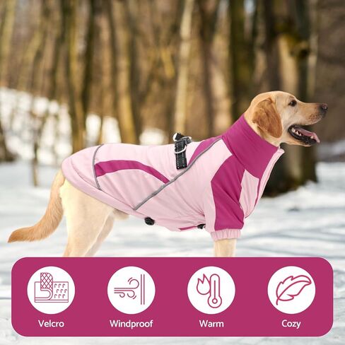 Dog Coat, Windproof Winter Jacket with Harness, Stylish Turtleneck Dog Puffer Coat, Reflective Straps, Hook and Loop Closure for Small Medium Large Dogs CFY03M in Saudi Arabia