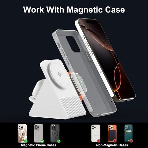 3 in 1 Wierless Charging Station, Qi2 Certified 15W Ultra-Fast Compatible for 3 in 1 Magsafe Apple Devices with PD30W Adapter for iPhone 12-16 Series Apple Watch EarPods (White) in Saudi Arabia