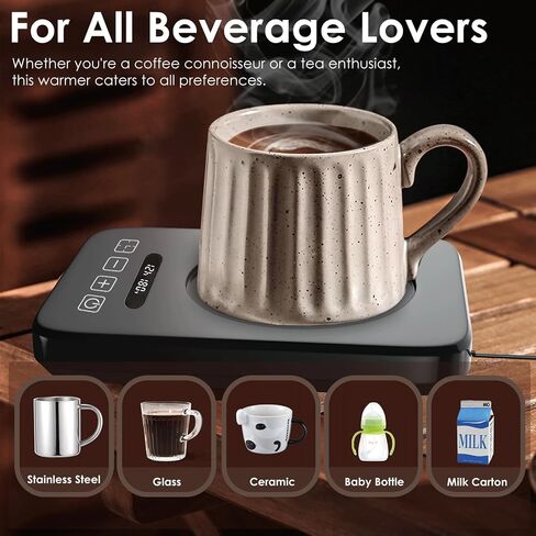 Coffee Mug Warmer for Desk, Electric Mug Warmer with 7 Temp, Fastest Heating & Highest Temperature, 1-12H Timer Smart Coffee Cup Warmer Auto Shut On/Off, Beverage Mug Warmer for Coffee and Tea (Black) in Saudi Arabia