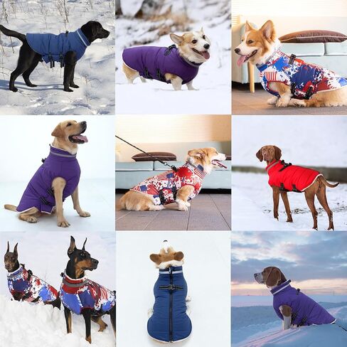 Dog Coat with Harness Built in, Waterproof Dog Jacket with Back Zipper, Reflective Dog Winter Coat for Cold Weather, Windproof Dog Winter Jacket for Small Medium Large Dogs in Kuwait