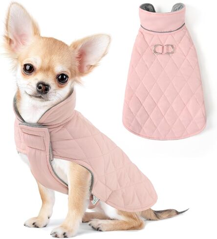Mile High Life Dog Warm Coat, Small Dog Winter Jacket Windproof Water Resistant Cold Weather Coats Cozy Snow Jacket Vest for Puppies (Pink, Small) in Saudi Arabia