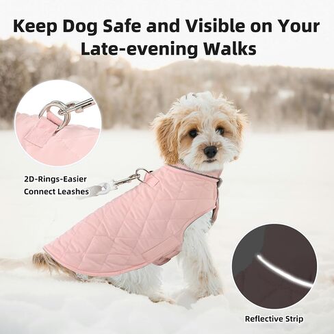 Mile High Life Dog Warm Coat, Small Dog Winter Jacket Windproof Water Resistant Cold Weather Coats Cozy Snow Jacket Vest for Puppies (Pink, Small) in Saudi Arabia