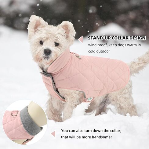 Mile High Life Dog Warm Coat, Small Dog Winter Jacket Windproof Water Resistant Cold Weather Coats Cozy Snow Jacket Vest for Puppies (Pink, Small) in Saudi Arabia
