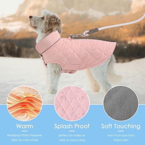 Mile High Life Dog Warm Coat, Small Dog Winter Jacket Windproof Water Resistant Cold Weather Coats Cozy Snow Jacket Vest for Puppies (Pink, Small) in Saudi Arabia
