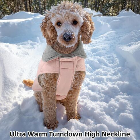 Mile High Life Dog Warm Coat, Small Dog Winter Jacket Windproof Water Resistant Cold Weather Coats Cozy Snow Jacket Vest for Puppies (Pink, Small) in Saudi Arabia