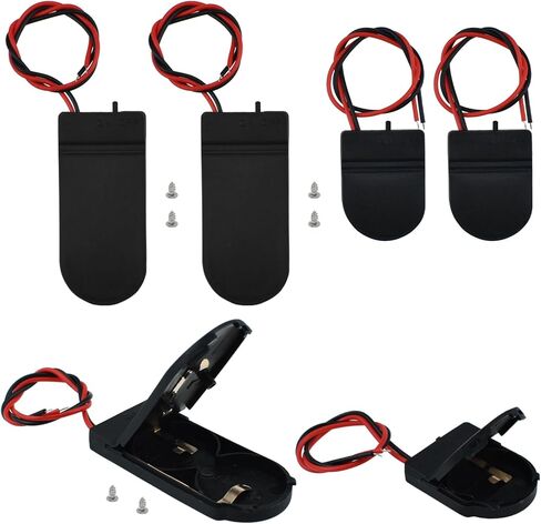 SDTC Tech 6 Pack CR2032 حامل بطارية عملة معدنية، حامل بطارية CR2032 مع مفتاح، CR2032 زر خلية بطارية عملة حامل مع أسلاك يؤدي تشغيل إيقاف التشغيل (أسود، 3 × 1 سولت + 3 × 2 سولت) in Saudi Arabia