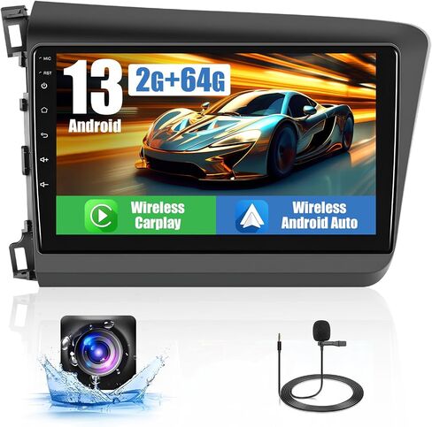 Qualcomm 4G 64G for Honda Civic 2012-2015 Radio CarPlay Screen 8 core Android 15 IPS 9" Touchscreen Car Stereo Android Auto Bluetooth 5.1 Backup Camera GPS FM RDS DSP 4UI in Saudi Arabia