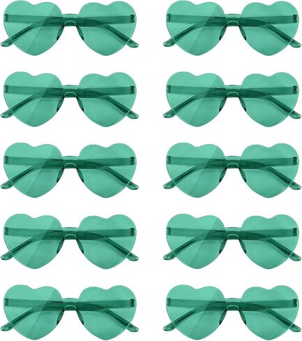 NACHLYNN 10 Pairs Heart Sunglasses Women Rimless Heart Shaped Sunglasses Candy Color Heart Glasses for Costumes Cosplay (Green) in Kuwait