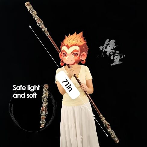 طاقم عمل Wukong Myth Wukong بطول 71 بوصة، مادة PU (مطاط ناعم عالي القوة)، Ruyi Jingu Bang، استعادة الواقع 1:1، طاقم Sun Wukong، نحت ثلاثي الأبعاد، مجموعات للمعجبين in Kuwait