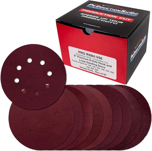 Premium 5" Red 8-Hole Pattern 400 Grit Sanding Discs, Box of 50 - Dustless Hook & Loop Backing Sandpaper for Random Orbital Sanders, Extra-Fine-Cut Abrasive - Woodworking, Auto Paint in Saudi Arabia
