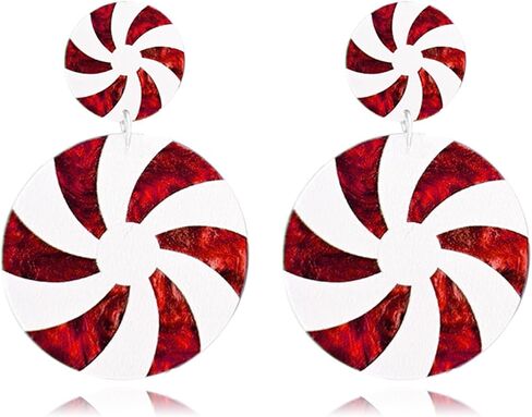 Handmade Christmas Candy Earrings for Women Lightweight Glitter Acrylic Christma Earrings Cute Candy Christmas Earrings for Festival New Year Party (Red Candy) in Saudi Arabia