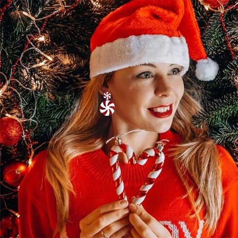 Handmade Christmas Candy Earrings for Women Lightweight Glitter Acrylic Christma Earrings Cute Candy Christmas Earrings for Festival New Year Party (Red Candy) in Saudi Arabia