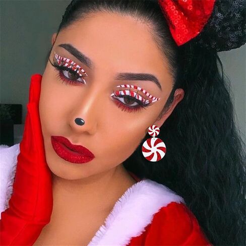 Handmade Christmas Candy Earrings for Women Lightweight Glitter Acrylic Christma Earrings Cute Candy Christmas Earrings for Festival New Year Party (Red Candy) in Saudi Arabia