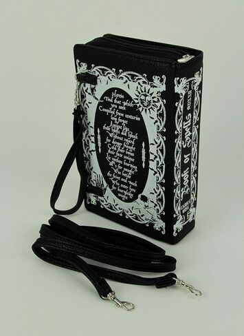 Black Vinyl Edgar Allen Poe Stories & Poetry Book Handbag Novelty Clutch Purse Crossbody Bag, Multicolored, 9.5 Inch in Kuwait