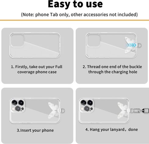 علامة تبويب معدنية للهاتف iPhone 15 14 13 12، قطعة بديلة لحزام حبل الهاتف على شكل فراشة لجرابات الهواتف الذكية (ذهبي) in Kuwait
