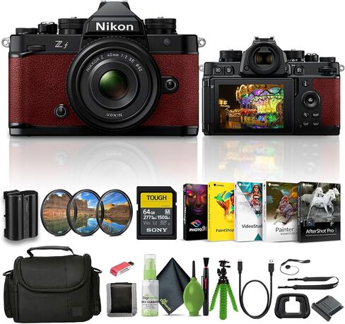 Nikon Zf 24.5MP 4K Video Recording Mirrorless Camera with NIKKOR Z 40mm f/2 (SE) Lens + 64GB Memory Card + Filter Kit + Bag + Card Reader + Photo Software + More (Red) in Saudi Arabia