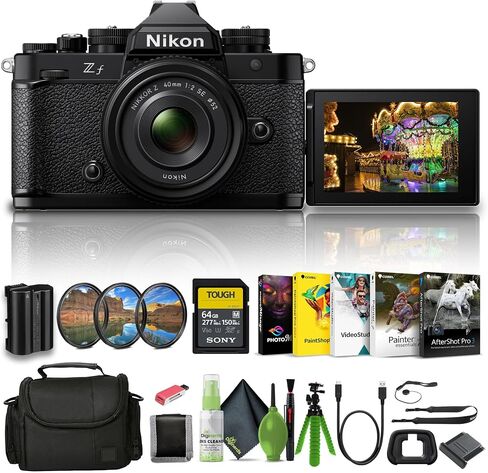 Nikon Zf 24.5MP 4K Video Recording Mirrorless Camera with NIKKOR Z 40mm f/2 (SE) Lens + 64GB Memory Card + Filter Kit + Bag + Card Reader + Photo Software + More (Red) in Saudi Arabia
