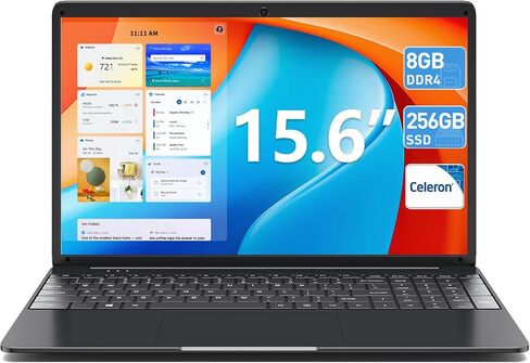 15.6 Inch Laptop 8GB DDR4 256GB SSD, Laptops with Celeron J4105 Processor(Up to 2.5GHz), 5000mAh, 2.4/5.0G WiFi, Webcam, Mini HDMI, USB 3.0, Bluetooth 5.0 in Saudi Arabia