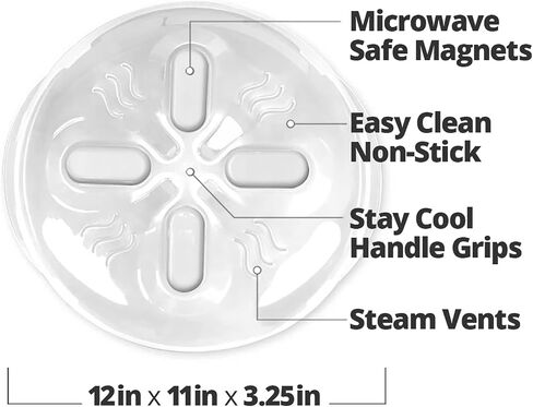 HOVER COVER Magnetic Microwave Splatter Cover for Food - 12-Inch - Gray | BPA-Free Lid, Vented Plate Guard with Steam Vents, Anti-Splash Microwave Lid, Dishwasher Safe, Space-Saving Magnetic Storage in Kuwait