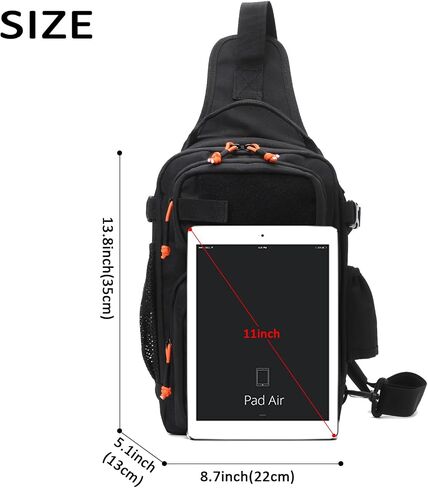 Fishing Backpack, 12L Tackle Storage Sling Bag Lightweight Fishing Sling Pack Tactical Shoulder Backpacks Tool Bags for Fishing with US Flag Patch and Fishing Plier (1 Pack Black Camo) in Saudi Arabia