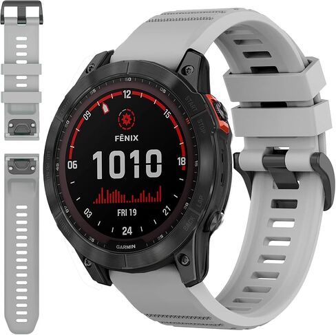 Miimall Compatible for Garmin Fenix 7X Silicone Band, Soft Sport Watch Wristband Women Man Flexible Replacement Band Strap for Garmin Fenix 26mm 7X/7X Solar/7X Sapphire Solar/6X/5X(Black) in Saudi Arabia