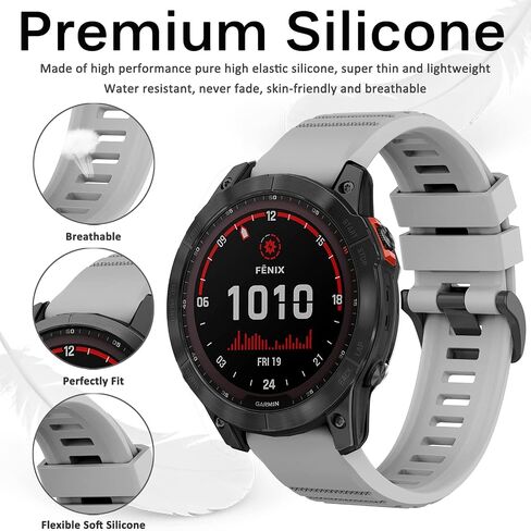 Miimall Compatible for Garmin Fenix 7X Silicone Band, Soft Sport Watch Wristband Women Man Flexible Replacement Band Strap for Garmin Fenix 26mm 7X/7X Solar/7X Sapphire Solar/6X/5X(Black) in Saudi Arabia