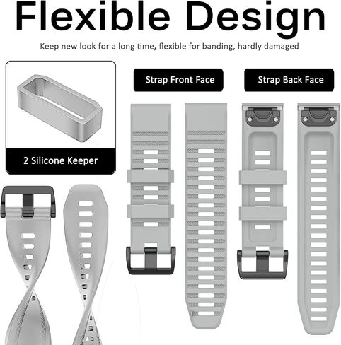 Miimall Compatible for Garmin Fenix 7X Silicone Band, Soft Sport Watch Wristband Women Man Flexible Replacement Band Strap for Garmin Fenix 26mm 7X/7X Solar/7X Sapphire Solar/6X/5X(Black) in Saudi Arabia