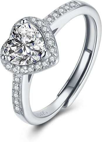 Atylyk 2 Carat Moissanite Adjustable Engagement Ring Wedding Promise 925 Sterling Silver Solitaire Rings for Women (3-Stone Ring) in Saudi Arabia