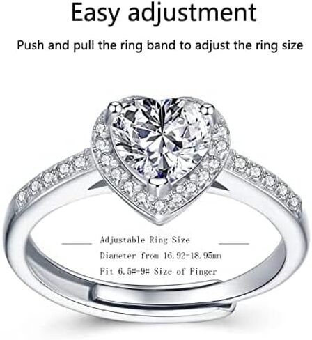 Atylyk 2 Carat Moissanite Adjustable Engagement Ring Wedding Promise 925 Sterling Silver Solitaire Rings for Women (3-Stone Ring) in Saudi Arabia
