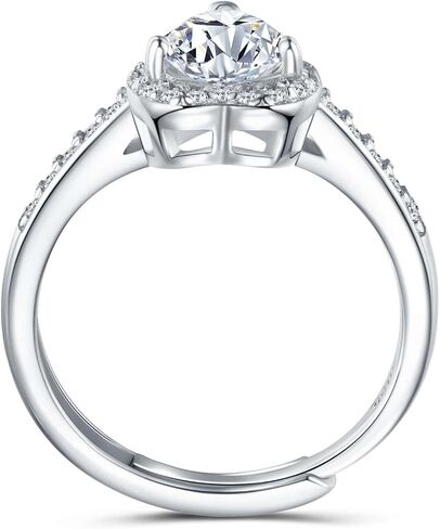 Atylyk 2 Carat Moissanite Adjustable Engagement Ring Wedding Promise 925 Sterling Silver Solitaire Rings for Women (3-Stone Ring) in Saudi Arabia