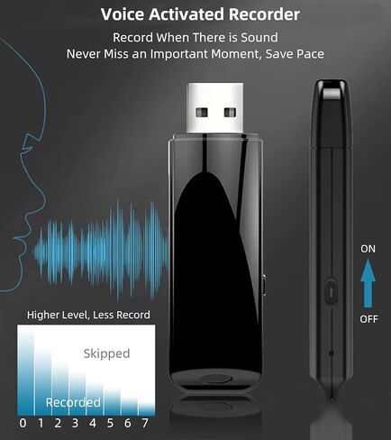 USB Voice Recorder with Playback - 32GB Digital Audio Recorder USB Rechargeable Activated Recorder for Interviews Lectures Meetings Memos (USB Voice Recorder) in Saudi Arabia
