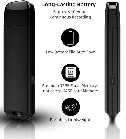 USB Voice Recorder with Playback - 32GB Digital Audio Recorder USB Rechargeable Activated Recorder for Interviews Lectures Meetings Memos (USB Voice Recorder) in Saudi Arabia
