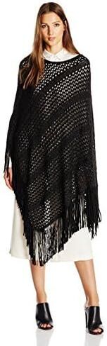 معطف La Fiorentina النسائي ذو النسيج المفتوح مع هامش من الجلد السويدي الصناعي in Kuwait