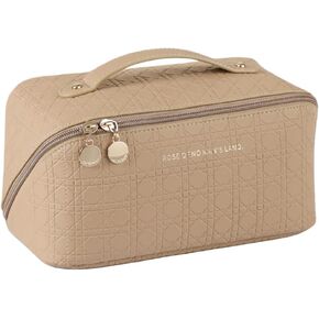 HMBMO Travel Makeup Bag Travel cosmetic bag Portable Makeup storage Bag Travel toiletry Bag Travel essentials Large capacity double zipper design stripe cosmetics case