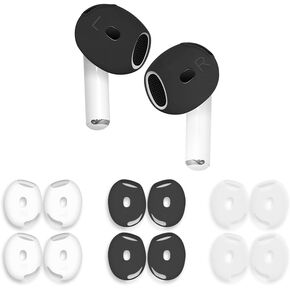6 Pairs Ear Cover for AirPods 4,Anti Slip Ear Skin Tips Accessories Sport Ultra Thin Slim Soft Silicone Ear Tips Earbuds Gel Cover Compatible with AirPods 4th Generation (White&Black)