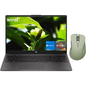 HP Newest 255 G10 Professional Business Laptop, AMD Ryzen 7 7730U, 15.6" FHD IPS Display, 16GB RAM, 1TB SSD, HDMI, Wi-Fi 6, Webcam, Windows 11 Home, Black, with Thunderobot ML101 Green Wireless Mouse