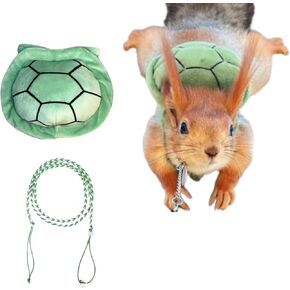 Pet Squirrel Harness and Leash Set Adorable Cloth Vest with Adjustable Leash for Ferret, Squirrel, Dwarf Chinchilla, Guinea Pig, Fancy Rat (Green)