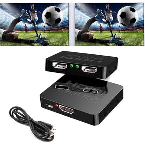 HDMI Splitter 1 in 2 Out【with 3HDMI Cables + 1USB Strip Power Cable 】 1×2 Power HDMI Splitter/Distributor 2 Ports for Dual Monitors Copy/Mirror Support 4K@30Hz 1080P Full HD 3D LED PS3/4 etc