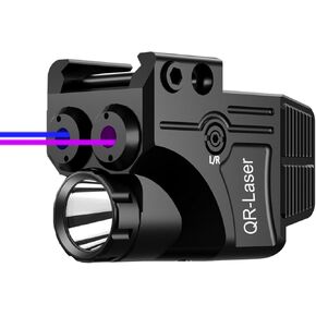 3 in 1 Blue Purple Laser Light Combo, 800 Lumens Tactical Flashlight Laser Sight, Built-in USB Rechargeable Battery, Adjustable Compact Tactical LED Light Laser Beams for Handguns with a Rail