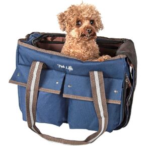Pet Life Dual-Pocketed Fashion Airline Pet Carrier with Included Shoulder Straps and Dual-top mesh Zippers - Dog Carrier for Small and Medium Dogs