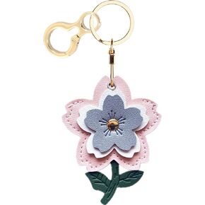 Leather Keychain Case Holder Compatible with AirTag, Anti-Scratch Apple Air Tag Cover with Keychain Ring,Cute Protective Finder GPS Tracker Case for Wallet,Keys,Bag,Pets(Grey Flower)